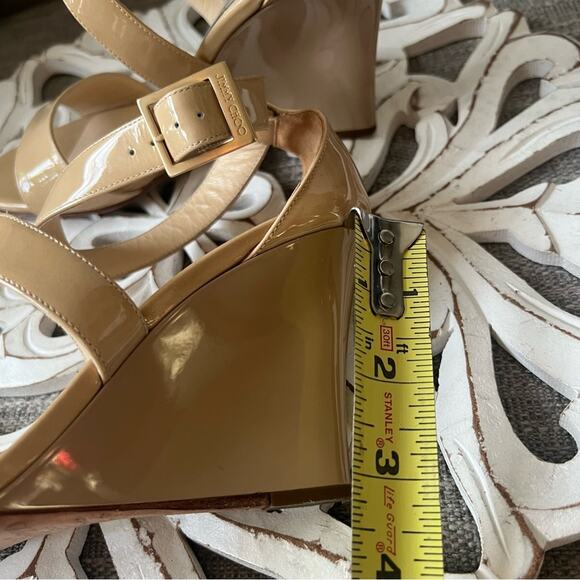 Jimmy Choo Patent Leather Wedge Heel Sandals Shoes Women’s 36 US 6 - Picture 6 of 8